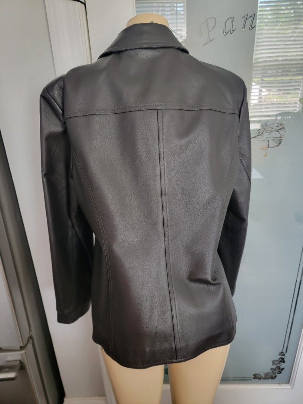 East 5th Brown Leather Collared 3 Button Blazer/Jacket - Picture 4 of 13